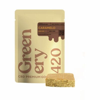 CBD Hash Caramel Dry Ice - 58% concentration of CBD in this hash dish, available to buy online at Greenery